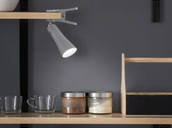 MeineWunschleuchte 2er SET 3 In 1 LED Akku Tischleuchten Mit Klemm- & Klebestation, Grau H: 36cm -Lamp Geschaft 2er set 3 in 1 led akku tischleuchten mit klemm kl 2