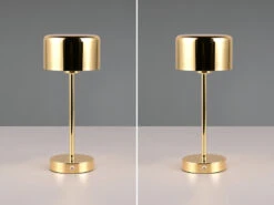 MeineWunschleuchte 2er SET Akku Tischleuchten 30cm, Per USB Aufladbar, Dimmbar, Messing Poliert