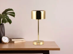 MeineWunschleuchte 2er SET Akku Tischleuchten 30cm, Per USB Aufladbar, Dimmbar, Messing Poliert -Lamp Geschaft 2er set akku tischleuchten 30cm per usb aufladbar 1 2