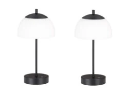 Lamp Geschaft -Lamp Geschaft 2er set kabellose tischlampen schwarz opalglas mit 1