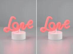 MeineWunschleuchte 2er SET LED Dekoleuchte Mit Schriftzug Love Batterie- Oder USB Betrieben H: 14cm