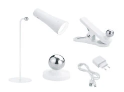 Reality Leuchten 3 In 1 LED Akku Tischleuchte MAXI Mit Klemm- & Klebestation, Weiß H: 36cm -Lamp Geschaft 3 in 1 led akku tischleuchte maxi mit klemm klebes 12