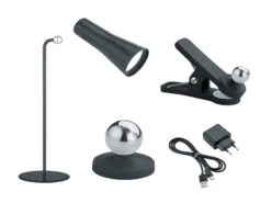 Reality Leuchten 3 In 1 LED Akku Tischleuchte MAXI Mit Klemm- & Klebestation, Schwarz H: 36cm -Lamp Geschaft 3 in 1 led akku tischleuchte maxi mit klemm klebes 4