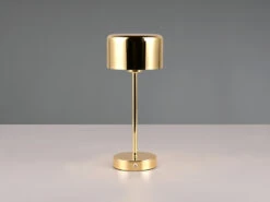 Reality Leuchten Akku Tischleuchte JEFF Per USB Aufladbar, Sensordimmer, Messing Poliert, 30cm