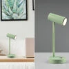 Reality Leuchten Akku Tischleuchte LENNY Per USB Aufladbar Sensordimmer Grün, 28cm