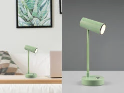 Reality Leuchten Akku Tischleuchte LENNY Per USB Aufladbar Sensordimmer Grün, 28cm