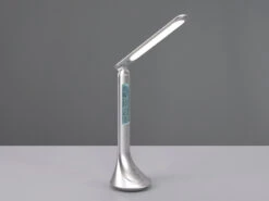 Reality Leuchten Akku Tischleuchte PATTY Info Panel Per USB Aufladbar Silber Dimmbar