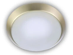 Niermann Deckenleuchte, Glas Satiniert Mit Klarrand, Dekorring Messing Matt, Ø 25cm