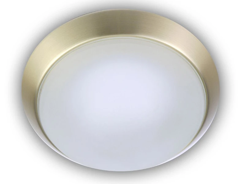 Niermann Deckenleuchte, Glas Satiniert Mit Klarrand, Dekorring Messing Matt, Ø 25cm 1 Niermann Deckenleuchte, Glas Satiniert Mit Klarrand, Dekorring Messing Matt, Ø 25cm