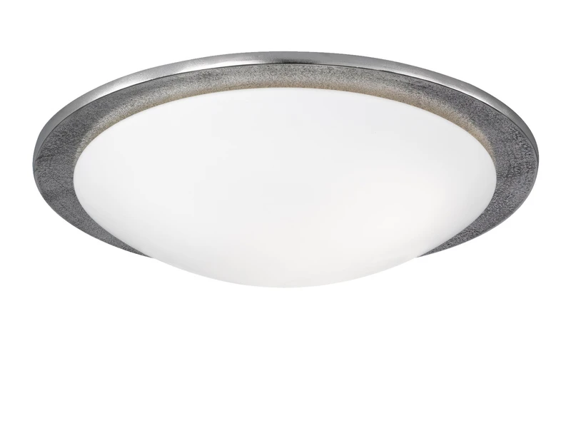 Fischer & Honsel Deckenleuchte NANTES Mit Glas Lampenschirm & Metall Silber Antik, Ø 50cm 2 Fischer & Honsel Deckenleuchte NANTES Mit Glas Lampenschirm & Metall Silber Antik, Ø 50cm – Bild 2