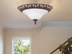 Trio Leuchten Deckenleuchte RUSTICA Landhausstil In Rostoptik Glasschirm Ø 38cm