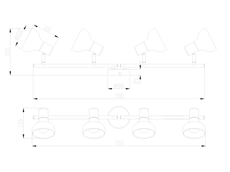 Reality Leuchten Deckenstrahler LATIKA Aus Metall In Weiß & Holzoptik, Breite 71cm 4 Reality Leuchten Deckenstrahler LATIKA Aus Metall In Weiß & Holzoptik, Breite 71cm – Bild 4