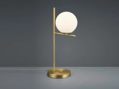 MeineWunschleuchte Design LED Tischleuchte In Messing Matt Mit Lampenschirm Kugel Opalglas -Lamp Geschaft design led tischleuchte in messing matt mit lampen 2