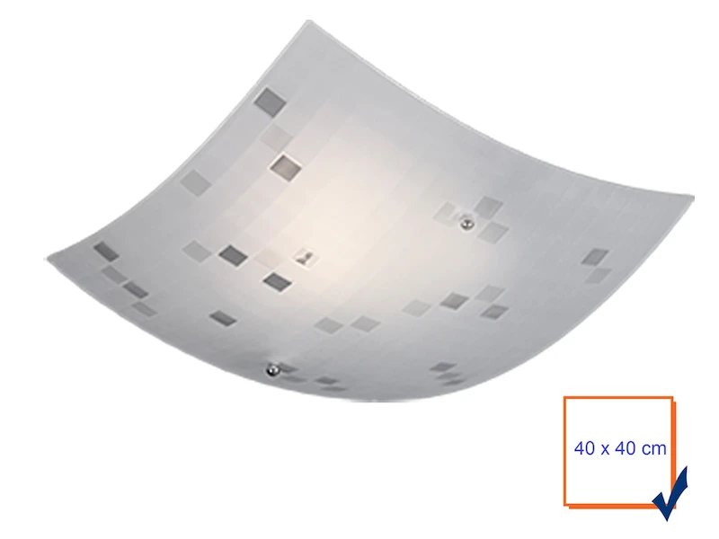 Trio Leuchten Eckige Deckenschale COLINA 40x40cm, Glaslampenschirm In Weiß Grau Gemustert 3 Trio Leuchten Eckige Deckenschale COLINA 40x40cm, Glaslampenschirm In Weiß Grau Gemustert – Bild 3