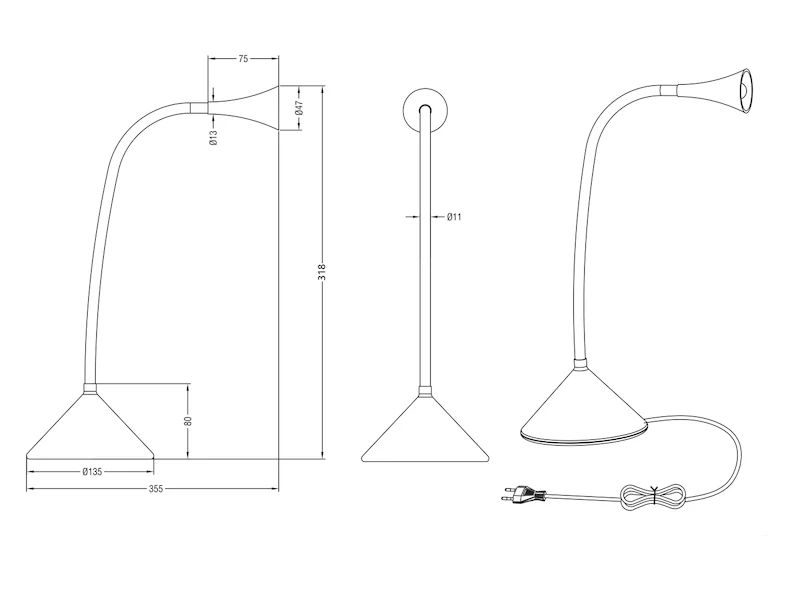 Reality Leuchten Flexible 2in1 LED Tischlampe & Wandlampe VIPER In Weiß, Schalter Am Fuß 4 Reality Leuchten Flexible 2in1 LED Tischlampe & Wandlampe VIPER In Weiß, Schalter Am Fuß – Bild 4