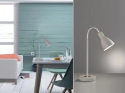 MeineWunschleuchte Flexible Schreibtischlampe Grau Mit LED - Leselampe & Arbeitsleuchte