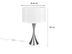 MeineWunschleuchte Große LED Tischlampe Silber Matt Mit Stoffschirm Weiß - Höhe 62cm -Lamp Geschaft grosse led tischlampe silber matt mit stoffschirm 1 3
