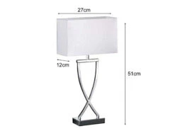 MeineWunschleuchte Große LED Tischleuchte Chrom Mit Stoffschirm Weiß Eckig - Höhe 51cm -Lamp Geschaft grosse led tischleuchte chrom mit stoffschirm weis 3
