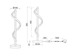 Reality Leuchten Große LED Tischleuchte ISABEL Spirale In Chrom - Höhe 56cm -Lamp Geschaft grosse led tischleuchte isabel spirale in chrom ho 5
