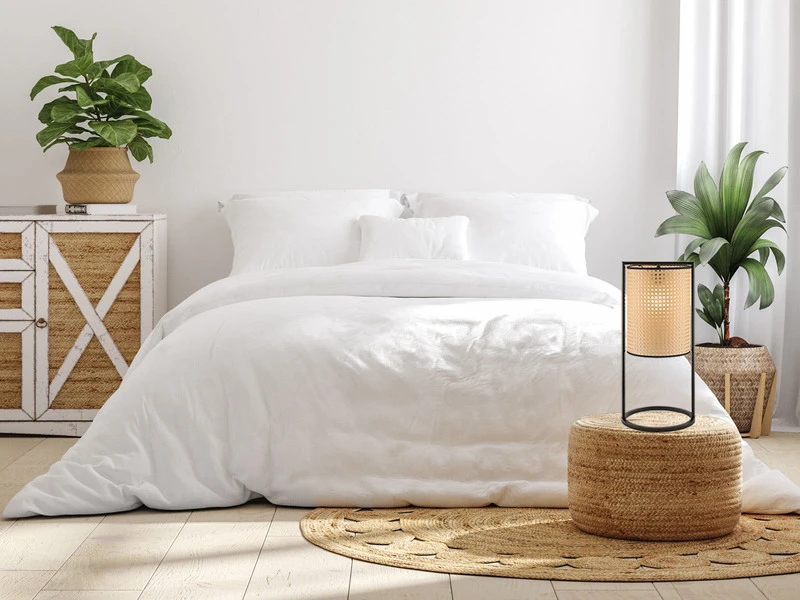 MeineWunschleuchte Große LED Tischleuchte Mit Geflecht In Rattan Optik 56cm - Hocker / Bodenlampe 11 MeineWunschleuchte Große LED Tischleuchte Mit Geflecht In Rattan Optik 56cm - Hocker / Bodenlampe – Bild 11