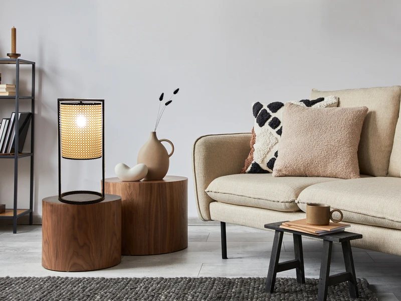 MeineWunschleuchte Große LED Tischleuchte Mit Geflecht In Rattan Optik 56cm - Hocker / Bodenlampe 7 MeineWunschleuchte Große LED Tischleuchte Mit Geflecht In Rattan Optik 56cm - Hocker / Bodenlampe – Bild 7