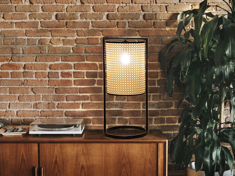 MeineWunschleuchte Große LED Tischleuchte Mit Geflecht In Rattan Optik 56cm - Hocker / Bodenlampe 9 MeineWunschleuchte Große LED Tischleuchte Mit Geflecht In Rattan Optik 56cm - Hocker / Bodenlampe – Bild 9