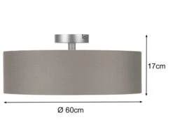 MeineWunschleuchte Große Runde Deckenleuchte CALMA Mit Stoffschirm In Braun-Grau Ø 60cm -Lamp Geschaft grosse runde deckenleuchte calma mit stoffschirm i 2