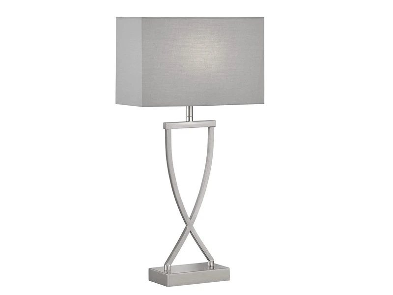 Fischer & Honsel Große Tischlampe ANNI Silber Mit Stoffschirm Grau Eckig - Höhe 51cm 2 Fischer & Honsel Große Tischlampe ANNI Silber Mit Stoffschirm Grau Eckig - Höhe 51cm – Bild 2