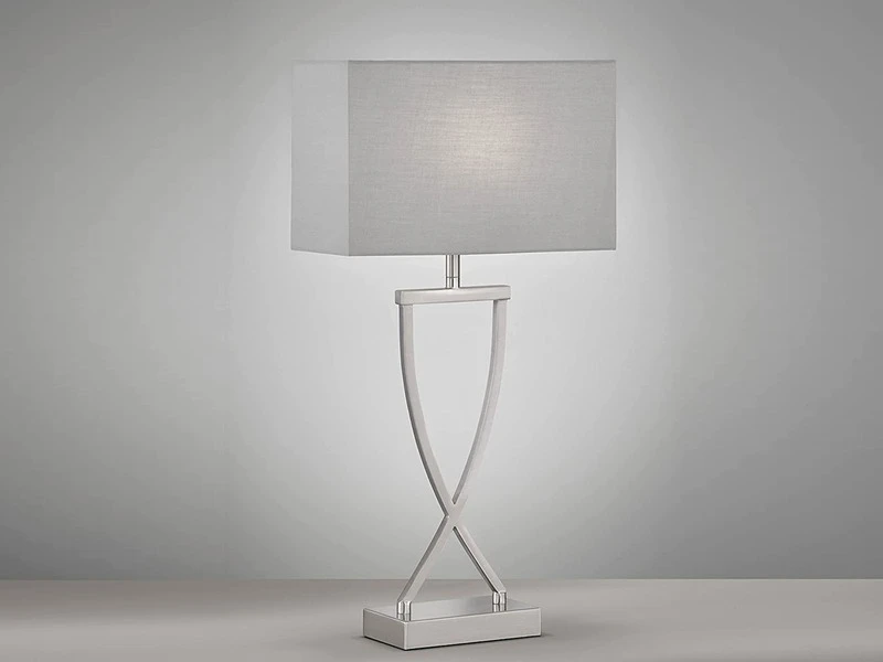 Fischer & Honsel Große Tischlampe ANNI Silber Mit Stoffschirm Grau Eckig - Höhe 51cm 3 Fischer & Honsel Große Tischlampe ANNI Silber Mit Stoffschirm Grau Eckig - Höhe 51cm – Bild 3