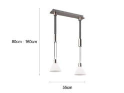 Trio Leuchten Höhenverstellbare Pendelleuchte STANLEY 2-flammig Mit Glasschirmen Weiß B: 55cm -Lamp Geschaft hoehenverstellbare pendelleuchte stanley 2 flammig 3