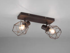 MeineWunschleuchte Industrial Deckenstrahler NARDA Gitter Rost-Optik, 2-flammig