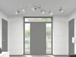 Globo Industrial Deckenstrahler XARA I Gitter Silber Chrom, 6-flammig -Lamp Geschaft industrial deckenstrahler xara i gitter silber chr 4