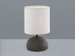 Reality Leuchten Keramik Tischleuchte LUCI Braun Runder Stofflampenschirm Weiß Ø14cm -Lamp Geschaft keramik tischleuchte luci braun runder stofflampen 2