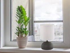 Reality Leuchten Keramik Tischleuchte LUCI Braun Runder Stofflampenschirm Weiß Ø14cm -Lamp Geschaft keramik tischleuchte luci braun runder stofflampen 3