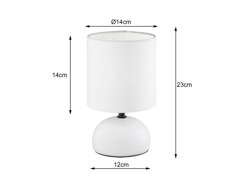 Reality Leuchten Keramik Tischleuchte LUCI Weiß Runder Stofflampenschirm In Weiß Ø14cm 5 Reality Leuchten Keramik Tischleuchte LUCI Weiß Runder Stofflampenschirm In Weiß Ø14cm – Bild 5