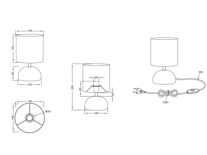 Reality Leuchten Keramik Tischleuchte LUCI Weiß Runder Stofflampenschirm In Weiß Ø14cm 7 Reality Leuchten Keramik Tischleuchte LUCI Weiß Runder Stofflampenschirm In Weiß Ø14cm – Bild 7