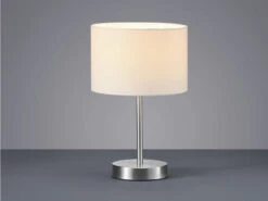 MeineWunschleuchte Klassische LED Tischleuchte Silber Mit Stoffschirm Weiß, Höhe 32cm -Lamp Geschaft klassische led tischleuchte silber mit stoffschirm 2