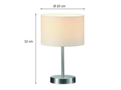 MeineWunschleuchte Klassische LED Tischleuchte Silber Mit Stoffschirm Weiß, Höhe 32cm -Lamp Geschaft klassische led tischleuchte silber mit stoffschirm 3