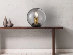 MeineWunschleuchte Kleine LED Tischleuchte Rauchglas Schwarz Mit Messing - Kugel Ø 20cm 9 MeineWunschleuchte Kleine LED Tischleuchte Rauchglas Schwarz Mit Messing - Kugel Ø 20cm -Lamp Geschaft kleine led tischleuchte rauchglas schwarz mit mess 4