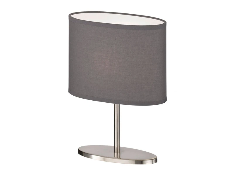 FHL Easy Kleine LED Tischleuchte Silber Oval Mit Stoffschirm Chintz Antrhazit Grau 2 FHL Easy Kleine LED Tischleuchte Silber Oval Mit Stoffschirm Chintz Antrhazit Grau – Bild 2