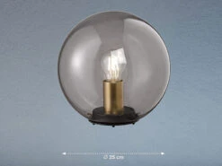 Fischer & Honsel Kleine Tischlampe DINI Rauchglas Schwarz Mit Messing - Kugel Ø 25cm -Lamp Geschaft kleine tischlampe dini rauchglas schwarz mit messi 3