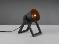 Reality Leuchten Kleine Tischleuchte MARC Naturholz Metallschirm Schwarz/Gold, Ø12cm -Lamp Geschaft kleine tischleuchte marc naturholz metallschirm sc 2
