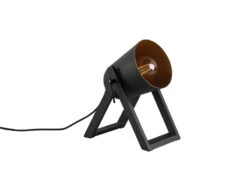 Reality Leuchten Kleine Tischleuchte MARC Naturholz Metallschirm Schwarz/Gold, Ø12cm -Lamp Geschaft kleine tischleuchte marc naturholz metallschirm sc 3