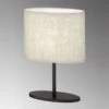 FHL Easy Kleine Tischleuchte MOMO Oval Schwarz Mit Stoffschirm Leinen Beige