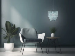 Reality Leuchten Kronleuchter ORIENT Chrom Mit Kristall Behang Aus Acryl, Ø25cm