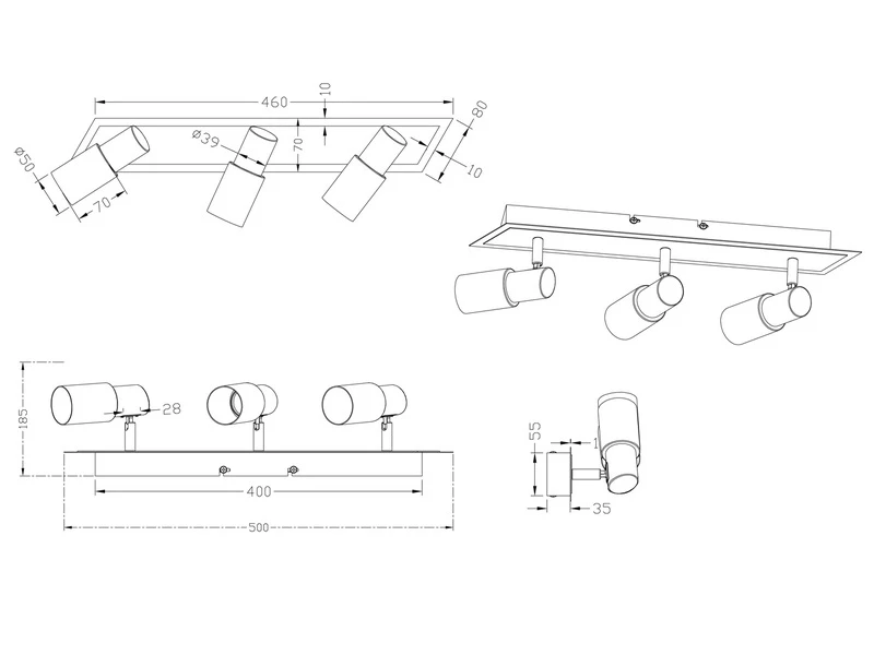 Trio Leuchten LED-Balken, 3 X 4,5W Osram-LED, Silber Chrom, Glas Weiss Gewischt 3 Trio Leuchten LED-Balken, 3 X 4,5W Osram-LED, Silber Chrom, Glas Weiss Gewischt – Bild 3