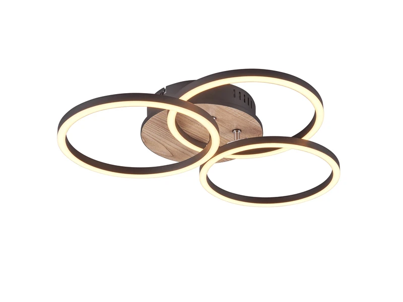 Reality Leuchten LED Deckenleuchte CIRCLE Holzoptik 3 Ringe Verstellbar, Nachtlicht Ø43cm 2 Reality Leuchten LED Deckenleuchte CIRCLE Holzoptik 3 Ringe Verstellbar, Nachtlicht Ø43cm – Bild 2