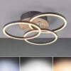 Reality Leuchten LED Deckenleuchte CIRCLE Holzoptik 3 Ringe Verstellbar, Nachtlicht Ø43cm