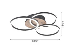 Reality Leuchten LED Deckenleuchte CIRCLE Holzoptik 3 Ringe Verstellbar, Nachtlicht Ø43cm 11 Reality Leuchten LED Deckenleuchte CIRCLE Holzoptik 3 Ringe Verstellbar, Nachtlicht Ø43cm -Lamp Geschaft led deckenleuchte circle holzoptik 3 ringe verstel 3