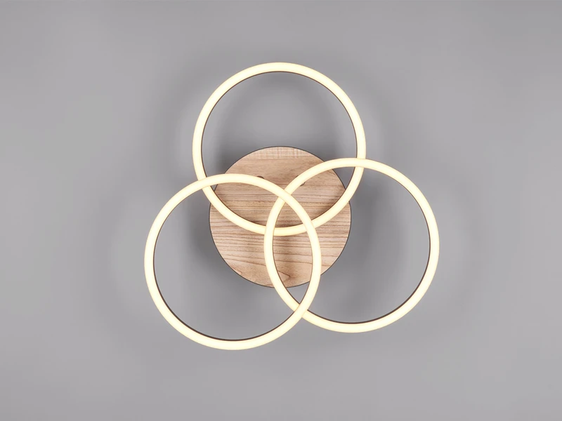 Reality Leuchten LED Deckenleuchte CIRCLE Holzoptik 3 Ringe Verstellbar, Nachtlicht Ø43cm 7 Reality Leuchten LED Deckenleuchte CIRCLE Holzoptik 3 Ringe Verstellbar, Nachtlicht Ø43cm – Bild 7
